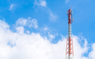 Telecommunication tower with beautiful sky